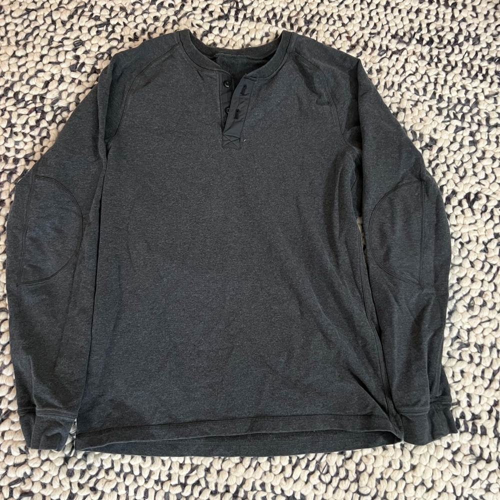 Lululemon All Town Henley Fleece Sweatshirt Heathered Charcoal Men's Medium